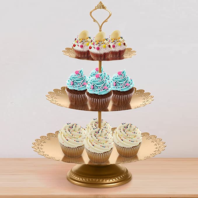 10 Pieces Gold Cake Stand Set