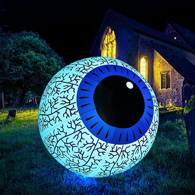 Inflatable Ghost Eyeball with RGB Color Changing LED Light 24"