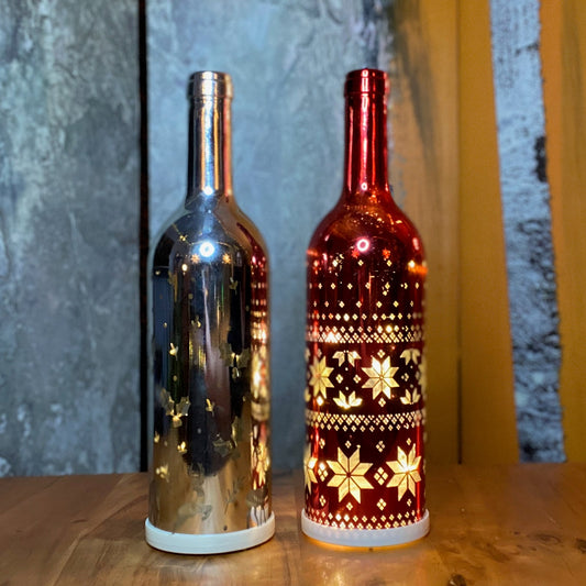 LED Decorative Christmas Wine Bottles 11"