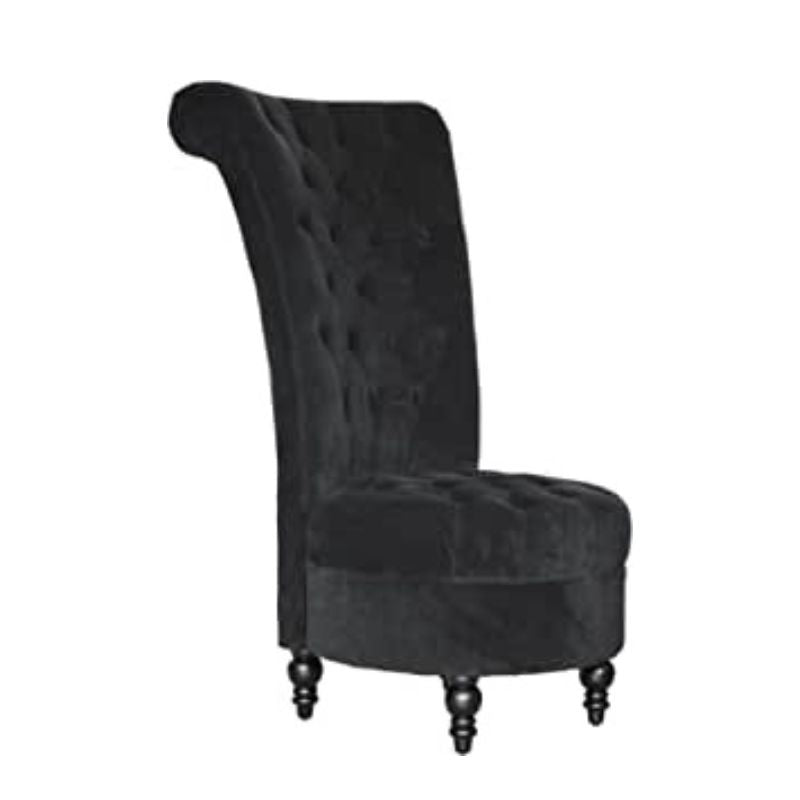 Tufted High Back Velvet Accent Chair - Black 45"
